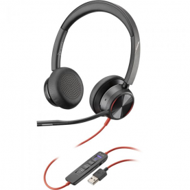 Fejhallgató Call Center Plantronics Blackwire 8225, BW8225-M USB-A, Kábelhossz 2.2 m, Fekete