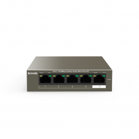 Switch Tenda TEF1105P-4-63W, 5 Port 10/100 MBit/s, Store and Forward, Bekötés Base-Tx, Fekete