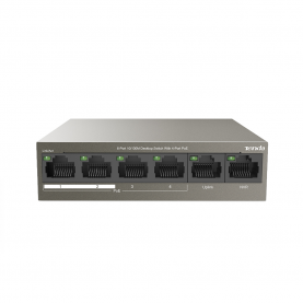 Switch Tenda TEF1106P-4-63W, 6 Port 10/100Mbps, 4 Port PoE, 100-240V táp, Fekete