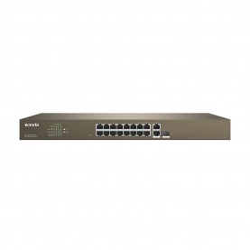 Switch Tenda TEF1218P-16-250W, 16 X 10/100Mbps PoE + 2 Gigabit/SFP, Store-and-Forward, Szürke