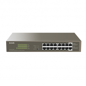 Switch Tenda TEG1116P-16-150W, 16-Port, PoE 30W/Port, Store-and-Forward, Fekete