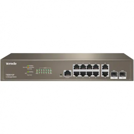 Switch Tenda TEG5312F, Layer-3 , 12 Port, 10 Gigabit Port és 2 SFP Port, Szürke