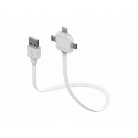 Adatkábel POWER CUBE Micro USB, Lightning és Type-C, Kábelhossz 1.5m, Fehér