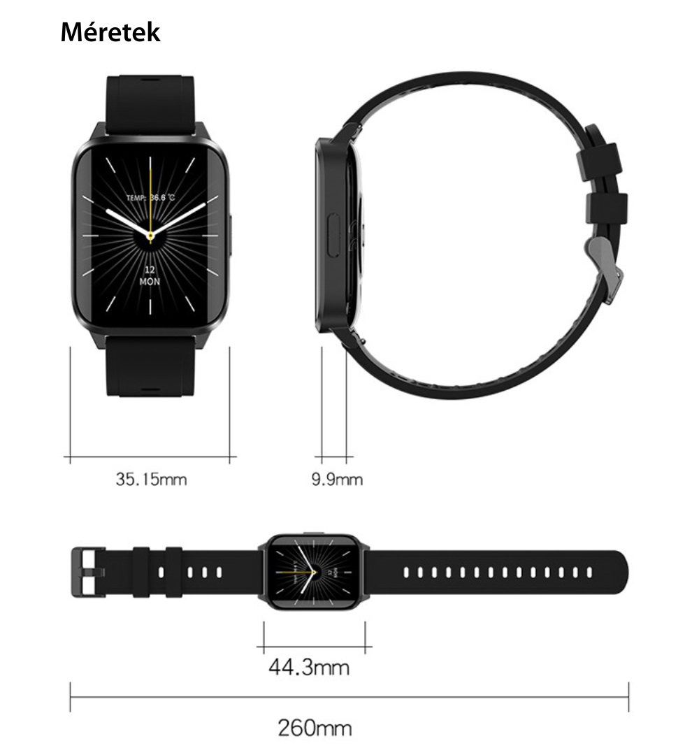 Okosóra XK Fitness JM01 1.69″ kijelző, Bluetooth, Pulzus, Lépésszámláló, Távolság, Sport módok, Szilikon, Fekete