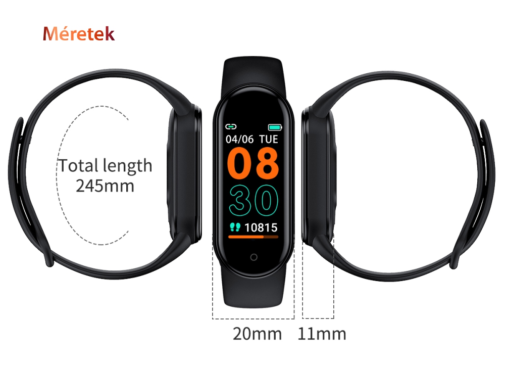 XK Fitness M6 Intelligens Fitnesz Karkötő, 0,96″ kijelzővel, Bluetooth, Értesítések, Távolság, Kalória, Sport módok, Kék