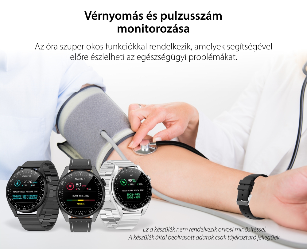 Okosóra XK Fitness M103 Pro Véroxigén, Vérnyomás, Pulzus, Alvás, Kalória, Lépésszámláló, Sport, Bőr karkötő, Fekete