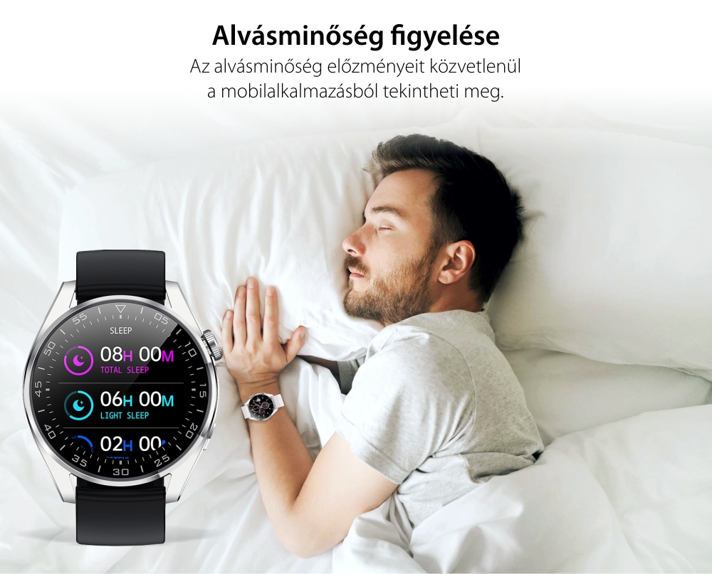 Okosóra XK Fitness M103 Pro Véroxigén, Vérnyomás, Pulzus, Alvás, Kalória, Lépésszámláló, Sport, Bőr karkötő, Fekete