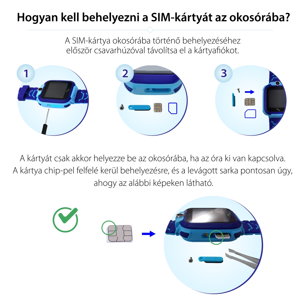 Okosóra gyerekeknek XK Fitness Q12, Telefon funkció, LBS hely, Névjegyek, Kamera, Riasztás, Üzenetek, Előzmények, Kék