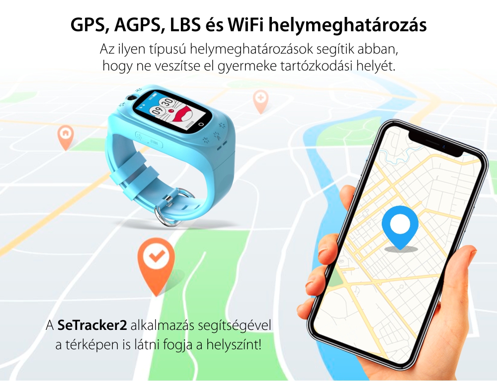 Okosóra gyerekeknek Wonlex Q50 Pro GPS helymeghatározás, Telefon funkció, Lépésszámláló, Riasztás, Névjegyek, Kék