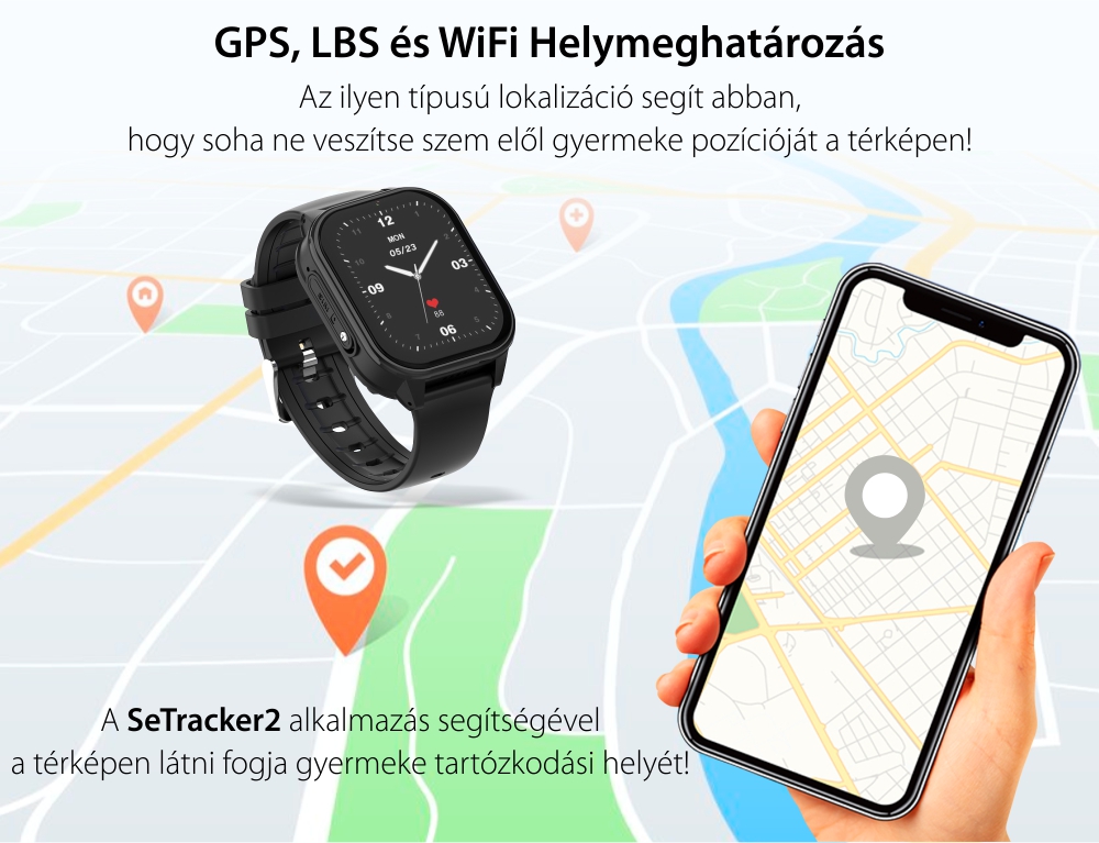 Okosóra gyerekeknek Wonlex CT19 Telefon funkcióval, GPS helymeghatározással, Lépésszámlálóval, Kék